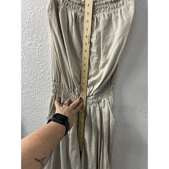 Rainbow Womens Linen Blend Jumpsuit Size‎ Large Beige Sleeveless Pockets NWT - Picture 5 of 9